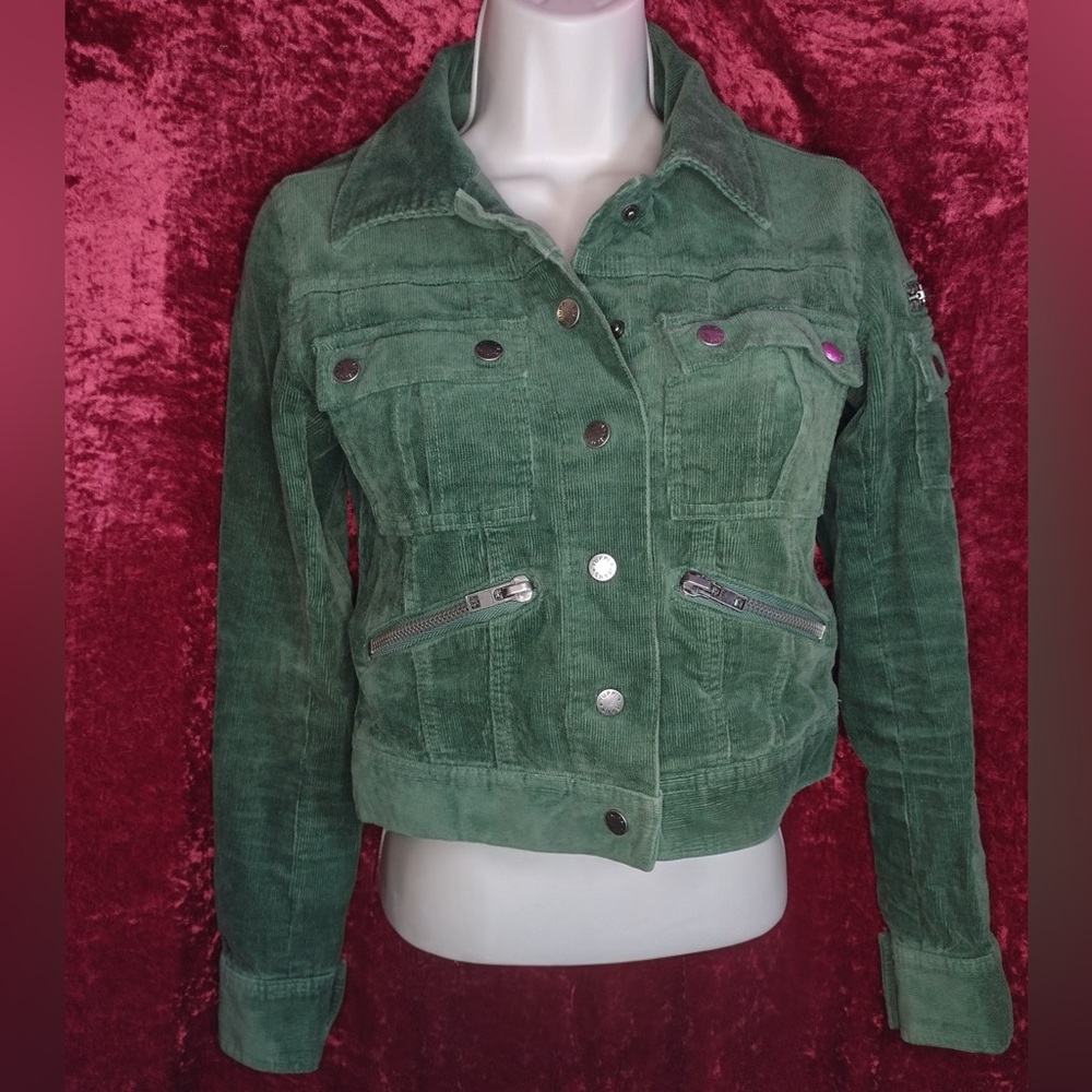 Emerald Green Women's Corduroy Jacket Gorpcore